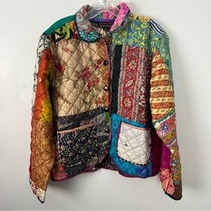 Sacred Threads 100% Silk Multicolor Patchwork Utility Jacket